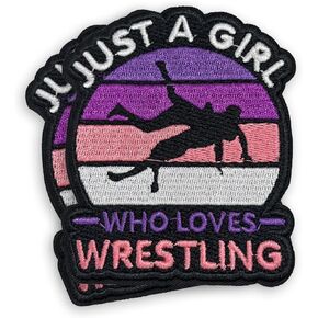 SODAVA (2 Pcs) Girl Wrestling Patch Wrestling Embroidery Patches, 3.5 Inches Iron On Patches for Clothes Jeans Hats Jackets Backpack Patches Embroidered Patch Morale Patches Funny Patches