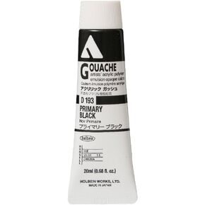 Holbein Acryla Gouache Artists Acrylic Polymer Emulsion, 20ml Primary Black (D193)