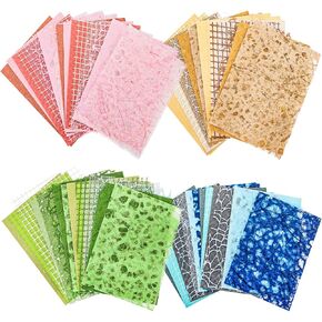 Elsjoy 64 Sheets Textured Scrapbook Paper in 4 Assorted Colors, 4x6 Handmade Craft Paper Mesh Fabric Textured Scrapbooking Paper for Junk Journal Supplies