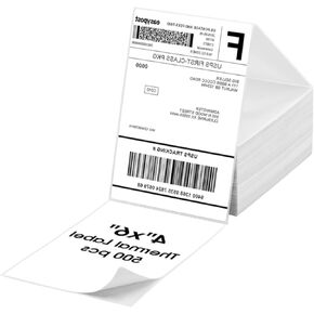 4"x6" Fanfold Thermal Shipping Label (Pack of 500 & Fan-Fold Labels), Thermal Labels for 241BT Shipping Label Printer(White)
