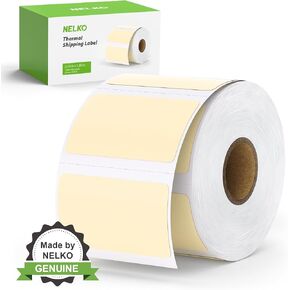 Nelko 2.25" x 1.25" Direct Thermal Labels, Compatible with Nelko PL70E Label Printers, Perforated and Strong Adhesive, 1000 Labels/Roll, (Light Yellow)