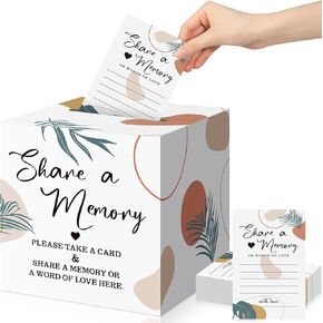 50 Pcs Greenery Share a Memory Cards for Collections of Life, Memory Cards Box Guest Card Ideas for Funeral Graduation Wedding Bridal Shower Birthday Anniversary Retirement (Classic Style)