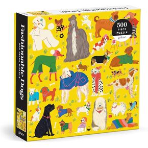 Galison Fashionable Dogs – 500 Piece Jigsaw Puzzle Featuring Vibrant Artwork of Well Dressed and Glamorous Dogs in All Shapes and Sizes