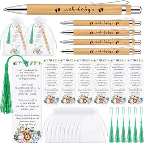 Geyoga 50 Sets Woodland Baby Shower Favors for Guests Include Bamboo Pens and Baby Shower Bookmarks Gifts Bag Woodland Baby Shower Decoration Gender Reveal for Guest Game Prizes Party Favors