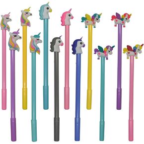 Maydahui 12 PCS Cute Unicorn Gel Pen Cartoon Horse Pens Novelty Animal Pen 3 Style Black Ink for Office School Student Supplies