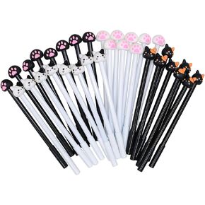 YYaaloa 32pcs Cute Novelty Gel Ink Pens Cartoon Cat and Paws Writing Pens 0.5 mm Black Ink Assorted Styles Fun Kawaii Pens Bulk for Kids Office School Supplies (32pcs cat style, Black)
