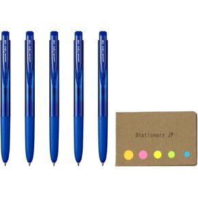 Signo RT1 Retractable Gel Ink Pen, Micro Point 0.38mm, Rubber Grip, Blue Ink, 5-Pack, Sticky notes Value Set