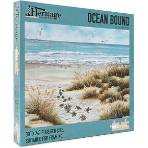 Heritage Puzzle Ocean Bound - 1000 Piece Jigsaw Puzzles for Adults Size 30"x 24" by Lisa Sparling Suitable for Framing - Beach Puzzles for Adults - Coastal Decor - Made in U.S.A. in Saudi Arabia