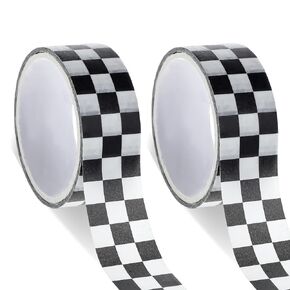 4 Rolls Checkered Flag Tape, Black White Washi Tape Checkerboard Pattern Paper Tape Grid Washi Tape Black 1 Roll 118 inch/3.2 Yards Buffalo Tape for Scrapbooking DIY Crafts Box Decoration(4)