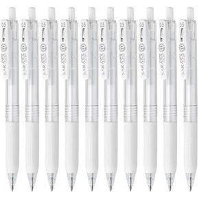 Zebra Sarasa Clip 0.5 Retractable Gel Ink Pen, Rubber Grip, 0.5mm, Milk White Ink, Value Set of 10