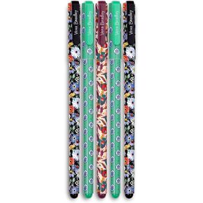 Vera Bradley Gel Pen Set of 5 with Storage Pouch, Colorful Pens in Assorted Ink Colors, Fall 20 Medley