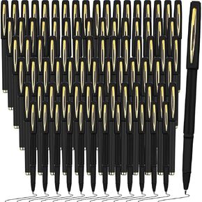 100 Pack Gel Ink Rollerball Pens Bulk Pen Business Pens 0.5 mm Bold Point Ink Pens Cool Pens Roller Ball Pens Fine Point for Office, School, Writing, Taking Notes, Sketching (Black, Gold)