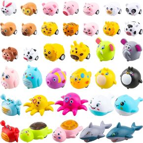 36 Pack Animal Pull Back Cars Race Car Toys Powered Pull Back Easter Stuffer Toy Vehicles for Child Birthday Gifts Party Favors