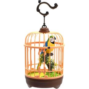 Mini Voice-Activated Birds Birdcage Toys, Chirping Parrot Birds Animals Toy for Baby Toddler Kids Children Birthday Home Decor (HL518-1B)