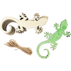 15 Pack 6 Inch Wood Lizard Gecko Cutouts Unfinished Wood Lizard Gecko Crafts Wooden Lizard Gecko Hanging Ornaments DIY Lizard Gecko Craft Gift Tags for Home Party Decoration