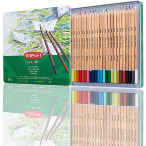 Derwent Academy Watercolor Pencils, 3.3mm Core, Metal Tin, 24 Count (2301942)