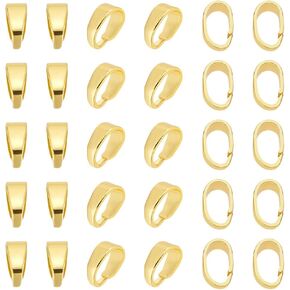 30Pcs Gold Snap Bail Hook Pinch 6mm Pinch Bails Charm Brass Pendant Clasp Connectors Brass Clasps Findings for DIY Necklaces Jewelry Making