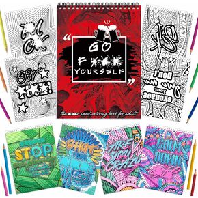 apolyone Swear Word Coloring Book for Adults, Spiral Bound Coloring Books for Adults Relaxation, Swear Word & Cuss Anxiety Relief, Adult Coloring Book Cuss
