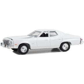 Greenlight 43012N Hot Pursuit - 1974-76 Gran Torino Sedan Police Cruiser- White (Hobby Exclusive) with Light Bar 1:64 Scale Diecast