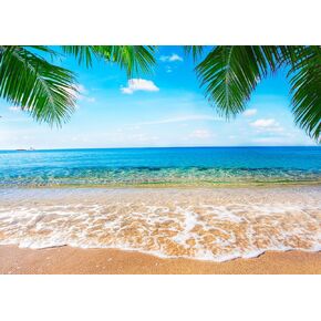 Summer Hawaii Beach Photo Banner 7x5ft Tropical Summer Palm Trees Photography Backdrop for Wedding Baby Birthday Bridal Shower Hawaiian Luau Party Decoration Banner Supplies