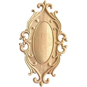 1pc Onlay Applique Decorative Appliques for Furniture Scrapbook Embellishments Wood Molding Oval Wood Onlays Lower Carved Onlay Wood Decor Cabinet Door Wooden Craft Painting