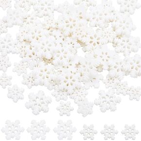SUNNYCLUE 80Pcs 3 Styles Snowflake Cabochon Bulk Christmas Resin Cabochons White Winter Xmas Mini Snow Shape Flatback Resin Charm for Scrapbooking Embellishment Decoration DIY Craft Art Jewelry