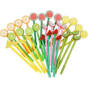 YYaaloa 32pcs Cute Novelty Watermelon Gel Ink Pens Cartoon Writing Pens 0.5 mm Black Ink Assorted Styles Fun Kawaii Pens Bulk for Kids Office School Supplies (32pcs watermelon style 8, Black)