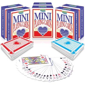 Gamie 2.5 Inch Mini Playing Cards- Pack of 6 Deck of Cards- Miniature Card Set- Small Casino Card Games for Kids, Men, Women- Novelty Gift, Magic Party Favor for Boys Girls, Decoration Idea