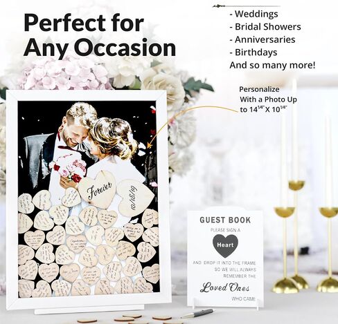 GLM Premium Wedding Guest Book Alternative with Welcome Sign and 85 Hearts - A Perfect Piece to Rustic Wedding Decorations for Ceremony Outside, an Alternative for Your Guest Book Wedding Reception! in Saudi Arabia