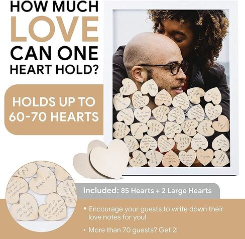 GLM Premium Wedding Guest Book Alternative with Welcome Sign and 85 Hearts - A Perfect Piece to Rustic Wedding Decorations for Ceremony Outside, an Alternative for Your Guest Book Wedding Reception! in Saudi Arabia