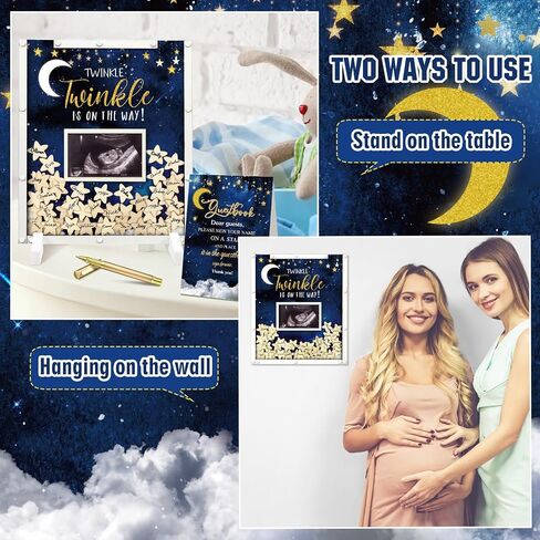 65 Pcs Baby Shower Guest Book Alternatives He or She Gender Reveal Baby Shower Decorations Sign in Guest Book with Picture Frame and 60 Wooden Chip for Baby Shower(Boho,Pampas Grass) in Saudi Arabia