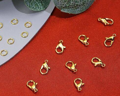 Tupalizy 100PCS 12x6mm Lobster Claw Clasps Fastener Hook with 300PCS 0.7x5mm Open Jump Rings for Bracelet Necklace Keychain Jewelry Making Craft Project Bag Purse Charm Accessories (Gold) in Saudi Arabia