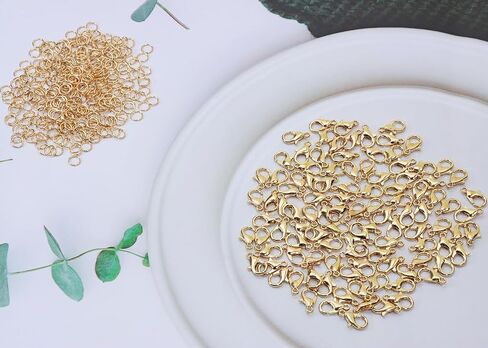 Tupalizy 100PCS 12x6mm Lobster Claw Clasps Fastener Hook with 300PCS 0.7x5mm Open Jump Rings for Bracelet Necklace Keychain Jewelry Making Craft Project Bag Purse Charm Accessories (Gold) in Saudi Arabia
