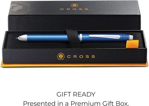 قلم حبر جاف متعدد الوظائف منقوش وقابل لإعادة الملء من Cross Tech3+ مع قلم وقلم حبر متوسط ​​الحجم وقلم رصاص، يتضمن صندوق هدايا ممتاز - أزرق معدني in Kuwait