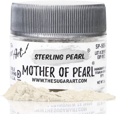 The Sugar Art - Sterling Pearl - Edible Shimmer Powder For Decorating Cakes, Cupcakes, Cake Pops, & More - Dust on Shine & Luster to Sweets - Kosher, Food-Grade Coloring - Super Pearl - 2.5 grams in Saudi Arabia