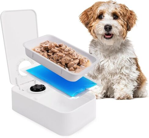 ALL FOR PAWS Automatic Cat Feeder Wet Food Dispenser - 1 Cup Compartment, 300ml Capacity Each, Includes Ice Pack, Dishwasher Safe Removable Trays (1 Meal) in Saudi Arabia