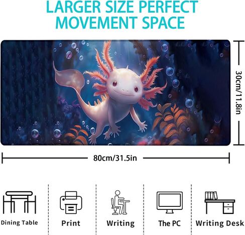 لوحة ماوس للألعاب، لوحة ماوس Axolotl لطيفة، سجادة مكتب، قاعدة ماوس مطاطية غير قابلة للانزلاق لأجهزة الكمبيوتر المحمول والمكتب والمدرسة وإكسسوارات المنزل ديكور 31.5 بوصة × 11.8 بوصة in Saudi Arabia
