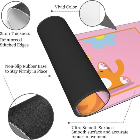 لوحة ماوس للألعاب باللون الوردي Game Strawberry Milk XL، وسادة مكتب كبيرة ممتدة، سجادات فئران مطاطية طويلة غير قابلة للانزلاق بحواف مخيطة لألعاب المكتب والمنزل، 31.5 × 11.8 بوصة in Kuwait