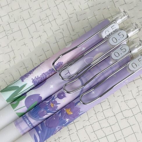 4 Pcs Flower Retractable Pens Cute Gel Ink Pens Rose Tulip Pens 0.5mm Black Ink Writing Pens Aesthetic Pens Office School Pens Women Girls Pens (Tulip) in Saudi Arabia