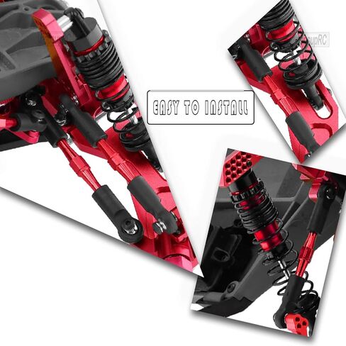 Upgrades Part for 1/10 Rustler/Slash/Stampede 4x4 VXL,Adjustable Turnbuckles Camber Links & Aluminum Caster Block,Steering Blocks,Rear Stub Axle Carriers,4pcs Wheel Hex & Suspension A Arm,Red in Saudi Arabia