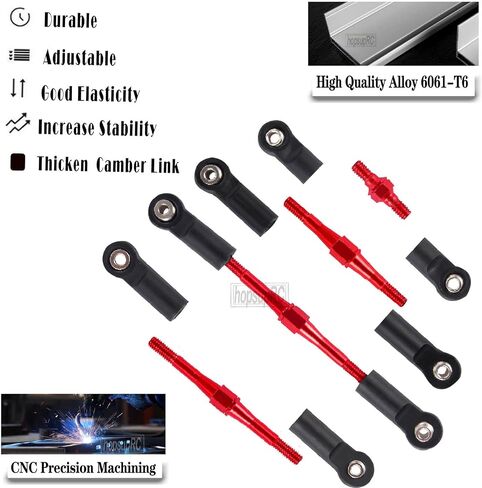 Upgrades Part for 1/10 Rustler/Slash/Stampede 4x4 VXL,Adjustable Turnbuckles Camber Links & Aluminum Caster Block,Steering Blocks,Rear Stub Axle Carriers,4pcs Wheel Hex & Suspension A Arm,Red in Saudi Arabia