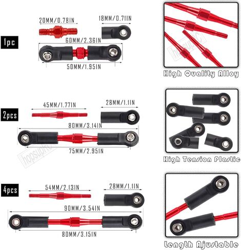 Upgrades Part for 1/10 Rustler/Slash/Stampede 4x4 VXL,Adjustable Turnbuckles Camber Links & Aluminum Caster Block,Steering Blocks,Rear Stub Axle Carriers,4pcs Wheel Hex & Suspension A Arm,Red in Saudi Arabia