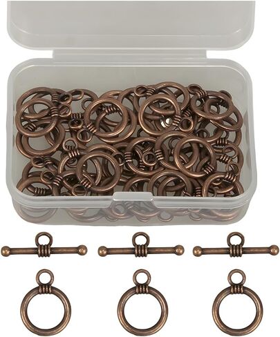 1 Box 50Sets 16mm Round OT Toggle Clasps OT End Clasps Connectors Bar for Bracelet Necklace Jewelry Making (Antique Silver) in Kuwait
