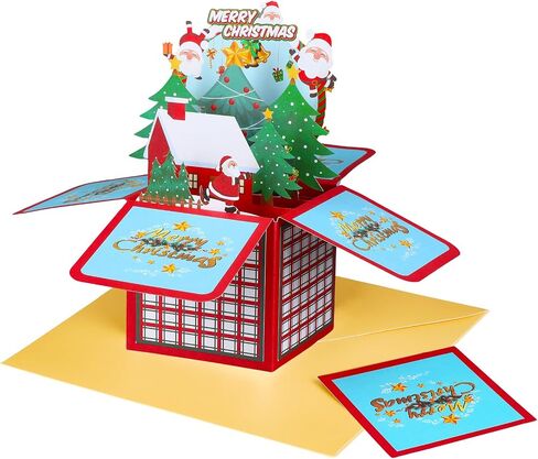 Dianelhall Pop up Christmas Cards 3D Merry Christmas Greeting Cards with Envelope and Blessing Card Funny Xmas Notes for Gift Family Teachers Christmas Holiday (Fresh Style) in Saudi Arabia