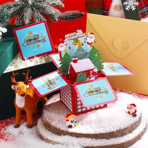 Dianelhall Pop up Christmas Cards 3D Merry Christmas Greeting Cards with Envelope and Blessing Card Funny Xmas Notes for Gift Family Teachers Christmas Holiday (Fresh Style) in Saudi Arabia