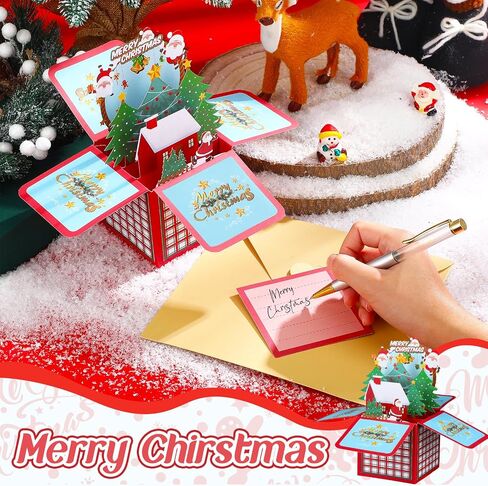 Dianelhall Pop up Christmas Cards 3D Merry Christmas Greeting Cards with Envelope and Blessing Card Funny Xmas Notes for Gift Family Teachers Christmas Holiday (Fresh Style) in Saudi Arabia