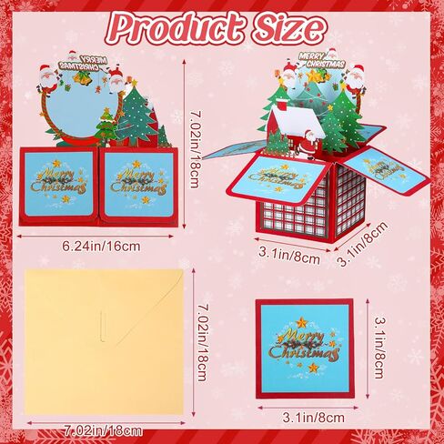 Dianelhall Pop up Christmas Cards 3D Merry Christmas Greeting Cards with Envelope and Blessing Card Funny Xmas Notes for Gift Family Teachers Christmas Holiday (Fresh Style) in Saudi Arabia