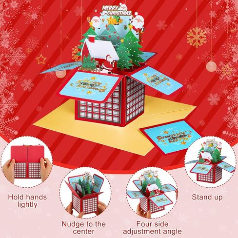 Dianelhall Pop up Christmas Cards 3D Merry Christmas Greeting Cards with Envelope and Blessing Card Funny Xmas Notes for Gift Family Teachers Christmas Holiday (Fresh Style) in Saudi Arabia