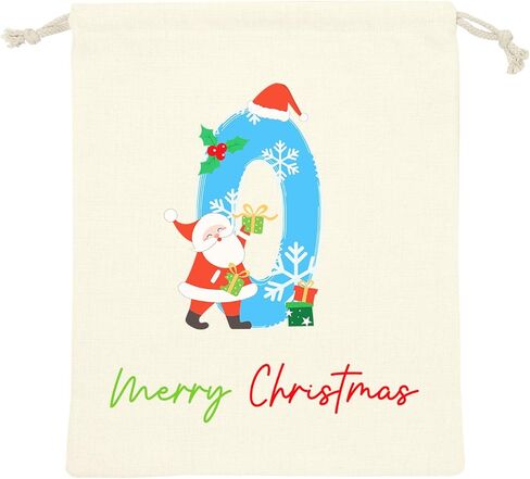 ysmile Reusable Christmas Gift Bags, Medium Santa Sack, Personalized Letter Gift Bag with Drawstring for Xmas Holiday 19" - Single J in Kuwait