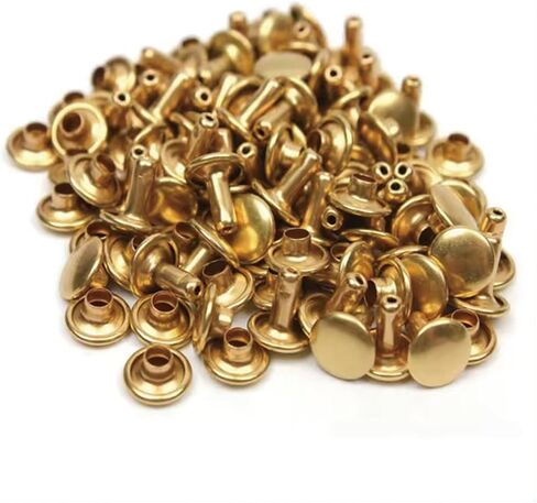 100 Pcs Leather Rivets, 12mm x 10mm Double Cap Rivets Metal Studs for Clothes Shoes Handbag Belts Crafts, Gold in Kuwait